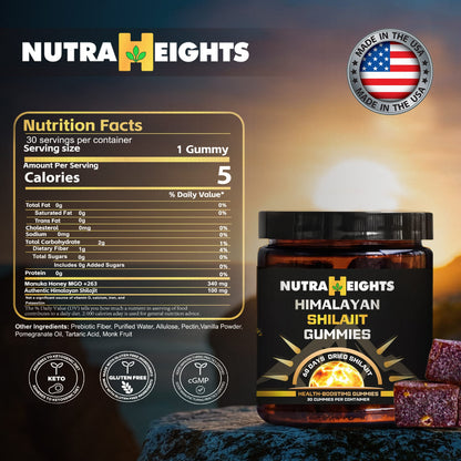 Organic Shilajit Gummies Sugar-Free Energy & Testosterone Support 30 Count