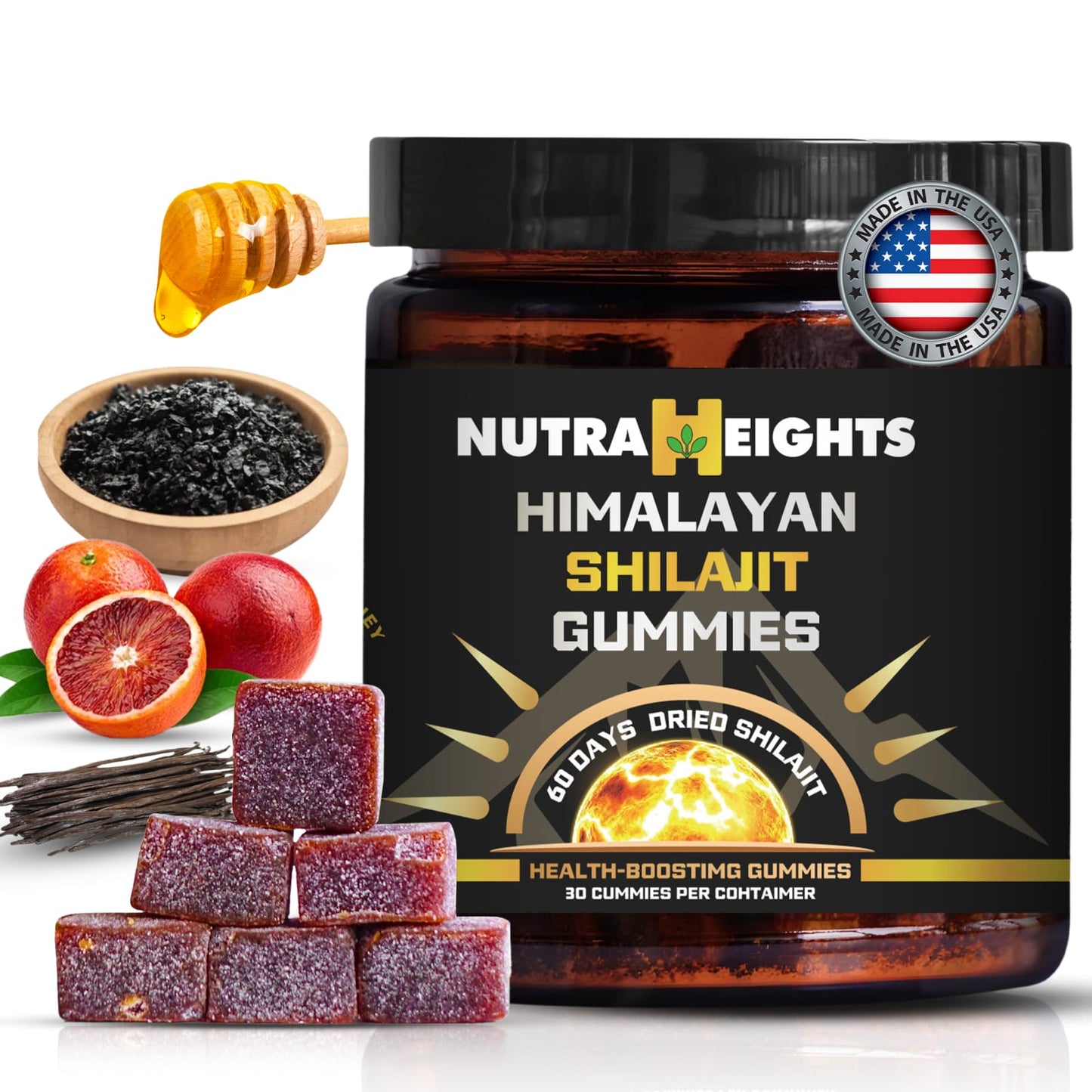 Organic Shilajit Gummies Sugar-Free Energy & Testosterone Support 30 Count